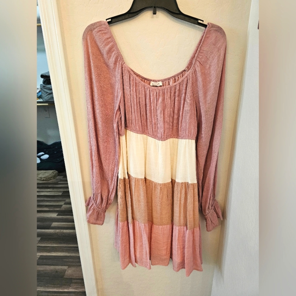 Women's Pink and Cream Dress